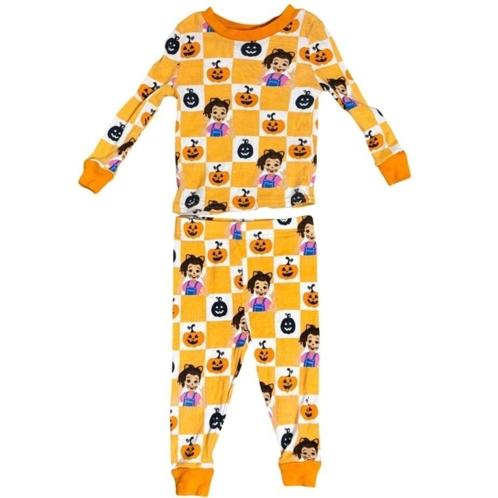 Ms. Rachel Pajamas Halloween 12M Cotton Long Sleeve Pants Orange Pumpkins Cat